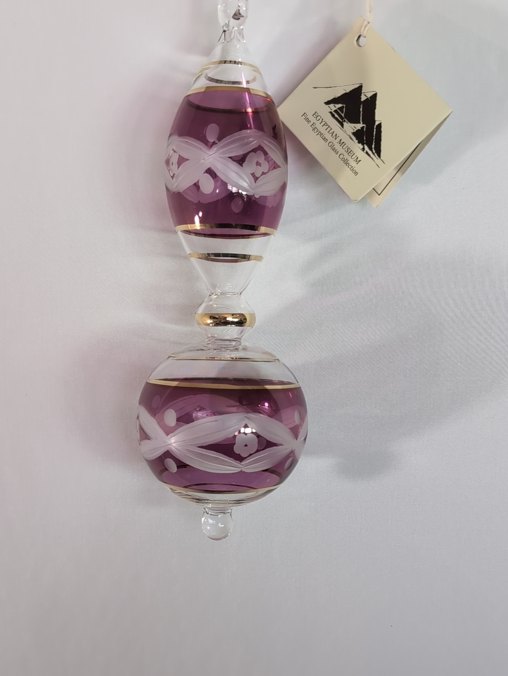 Christmas Ornament Egyptian Museum Blown Glass 24 Karat Gold Trim